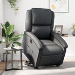 Sta-op-stoel elektrisch echt leer zwart, Huis en Inrichting, Fauteuils, Verzenden, Nieuw