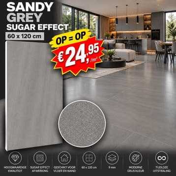 Sandy Grey Sugar Effect 60x120 | ACTIE €24,95/m², Nieuw