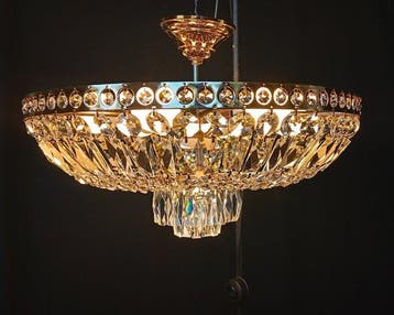Kroonluchter - Kristal, Messing - Groot luxueus plafond