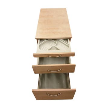 Houten ladeblok 43x76,5x60 cm met 3 lades, op 4 wielen,, Ophalen of Verzenden, Gebruikt, Overige typen