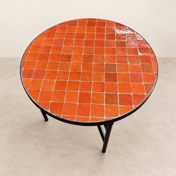 Salontafel - Oranje Marokkaanse Zellige Salontafel,