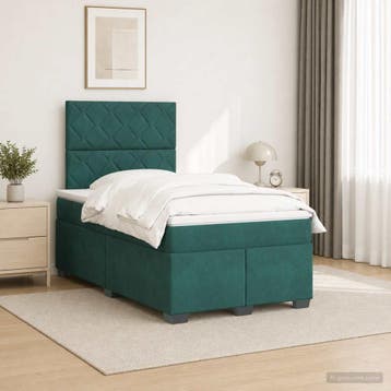 vidaXL Boxspringbed met matras Donkergroen 120 x 190 cm, Verzenden, Nieuw, Twijfelaar, Stof