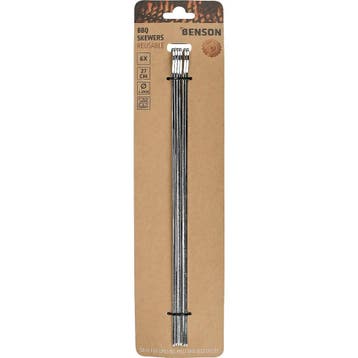 Benson BBQ-spiezen 27 cm set van 6 herbruikbaar voor vlee..., Ophalen of Verzenden, Nieuw