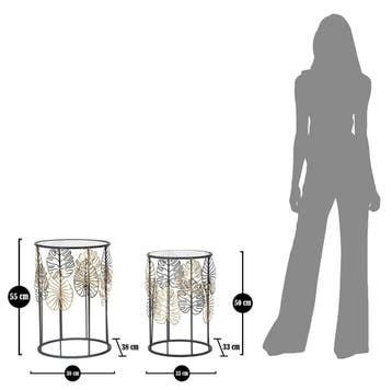 TAFEL FOGLIE GLAM COPPIA CM Ø 38X55-33X50, Huis en Inrichting, Ophalen of Verzenden, Nieuw