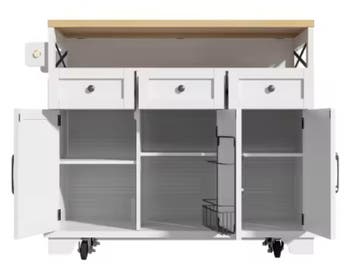Keukeneiland met Klapblad & Wielen – Houtlook, 118 cm, Huis en Inrichting, Verzenden, Nieuw