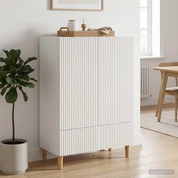 vidaXL Dressoir Wit 66 x 34,5 x 95 cm Bewerkt hout, Verzenden, Nieuw, Overige houtsoorten, Minder dan 50 cm