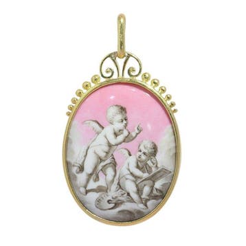 Hanger - 18 karaat Geel goud - Emaille, Georgisch 1820