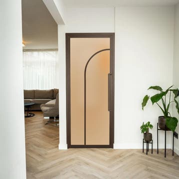Stalen Binnendeur - Brons - 2 Vlaks rond - Mat glas, Doe-het-zelf en Verbouw, Minder dan 80 cm, Binnendeur, Nieuw, Metaal