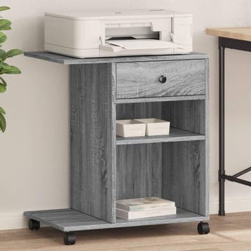 vidaXL Printerkastje met wielen 60x40x68,5 cm grijs sonoma, Computers en Software, Verzenden, Nieuw
