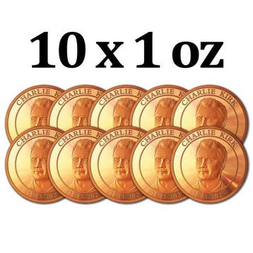 Verenigde Staten. 10 x 1 oz Charlie Kirk 999 Fine Copper