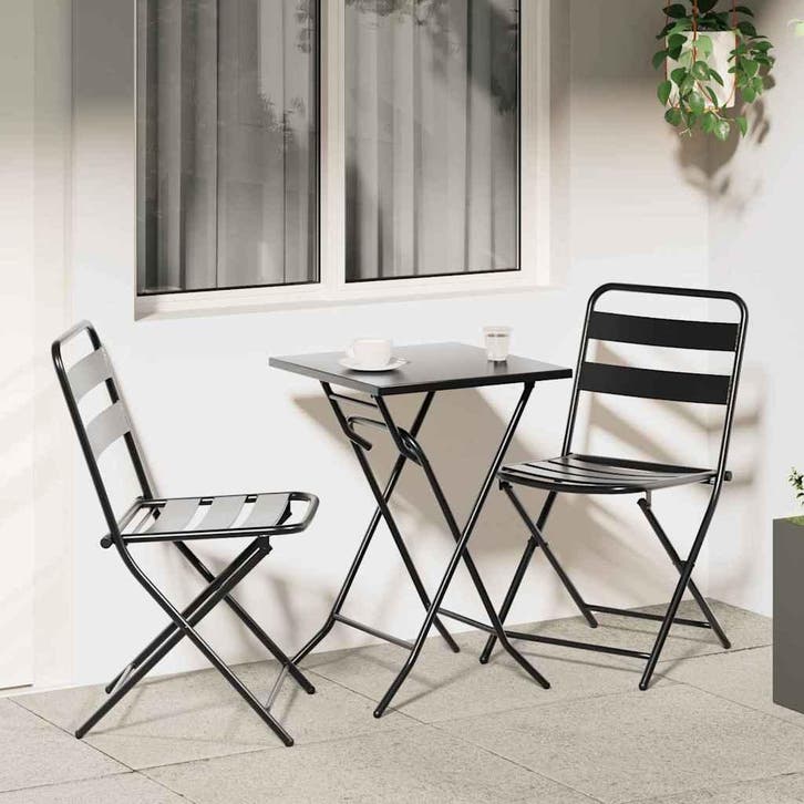 vidaXL Tuin Bistro Set 3 pcs Antraciet Staal, Tuin en Terras, Tuinsets en Loungesets, Nieuw, Rvs, Verzenden