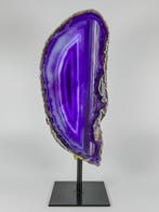 Very rare purple agate - rock crystal on stand Gepolijste -
