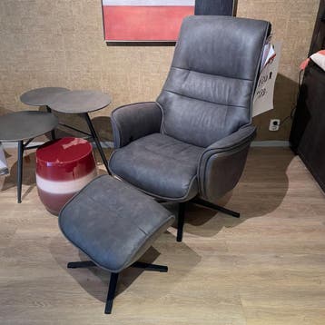 Fauteuil met Poef Pala Lotis Antraciet - Henders en Hazel, Huis en Inrichting, Nieuw, 75 tot 100 cm, Ophalen of Verzenden, 50 tot 75 cm