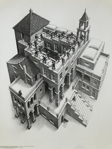 M.C. Escher - Asceding and descending, Antiek en Kunst