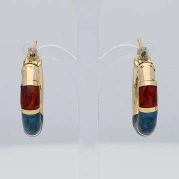 Oorbellen - 18 karaat Geel goud - Emaille, Sieraden, Tassen en Uiterlijk, Oorbellen, Nieuw