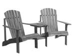 Tweepersoons Tuinstoel met Tafel en Parasolgat Grijs Hout, Verzenden, Nieuw, Hout, Eén