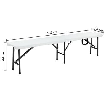Bierbanken set van 2 stuks Kunststof Wit - 180cm (Tafels), Verzenden, Nieuw
