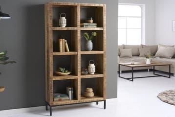 Stevige plank IRON CRAFT 176cm mangohouten boekenkast acht, Ophalen of Verzenden, Nieuw