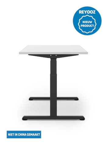 Laag-hoog bureau Premium - zwart - blad naar keuze, Nieuw in verpakking