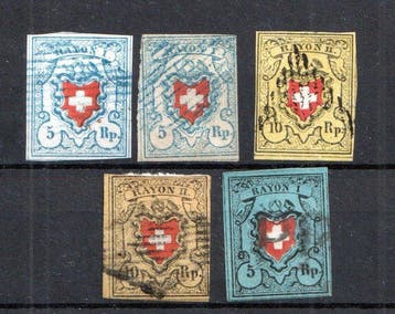 Zwitserland 1850/1854 - Correios Federais, Rayon, Gestempeld