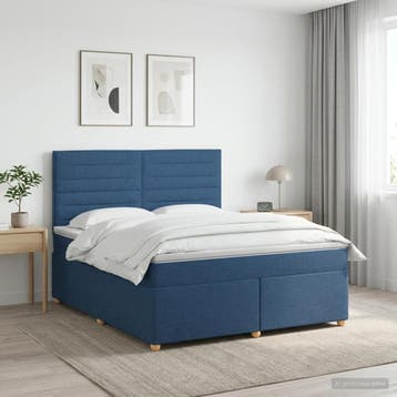 vidaXL Boxspringbed met matras met hoofdeinde Blauw 140 x, Verzenden, Nieuw, Tweepersoons, Blauw