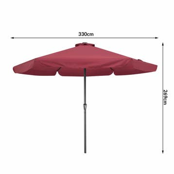 Parasol Athene Rood Ø330cm Lampjes op Zonne Energie, Verzenden, Nieuw