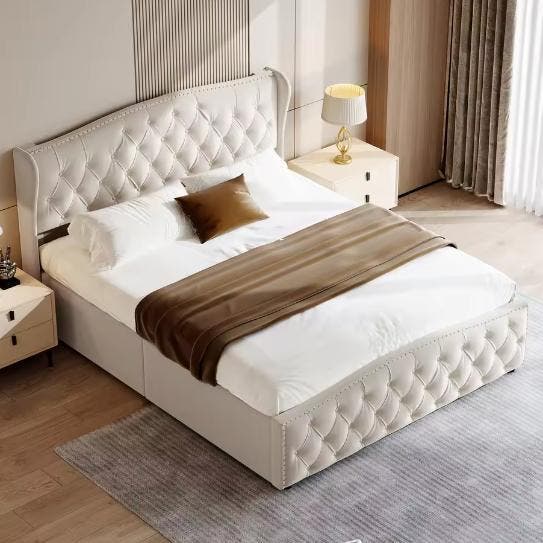 Gestoffeerd Tweepersoonsbed met Opbergruimte, Huis en Inrichting, Slaapkamer | Bedden, Nieuw, Verzenden