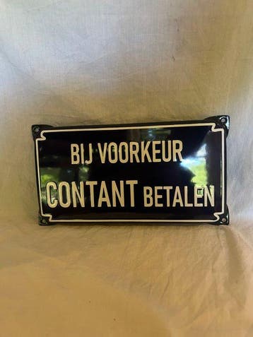 Emaille bord bij voorkeur contant betalen - Emaille bord -