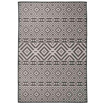 vidaXL Buitenkleed met patroon platgeweven 160x230 cm zwart, Verzenden, Nieuw, Zwart