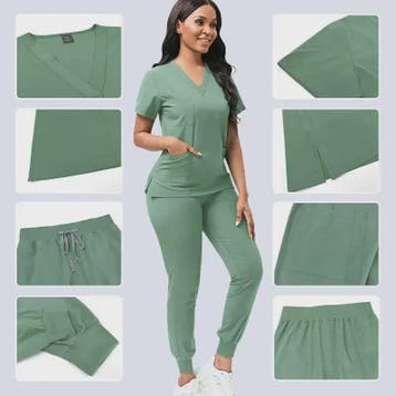 Comfortabele Dames Scrub Set - Medische Werkkleding Top & Br, Verzenden