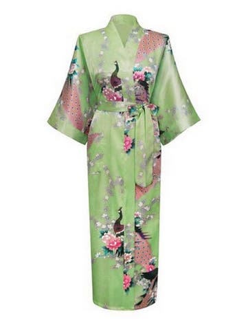 KIMU® Kimono Lichtgroen Satijn S-M Ochtendjas Yukata Kamerja, Ophalen of Verzenden, Nieuw, Maat 36 (S), Carnaval