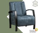 Leren fauteuil Glamour - Kenia Denim (blauw), Huis en Inrichting, Fauteuils, Nieuw, Ophalen of Verzenden, 50 tot 75 cm, Industrieel, Modern, Retro