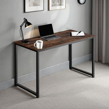 Bureau Flint - Industrieel hout donker, rustiek, 140 cm, Huis en Inrichting, Verzenden, Nieuw