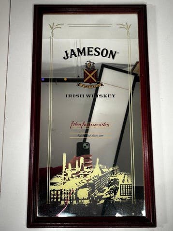 Jameson - Spiegel- Originele reclame spiegel - Glas, Hout -, Antiek en Kunst
