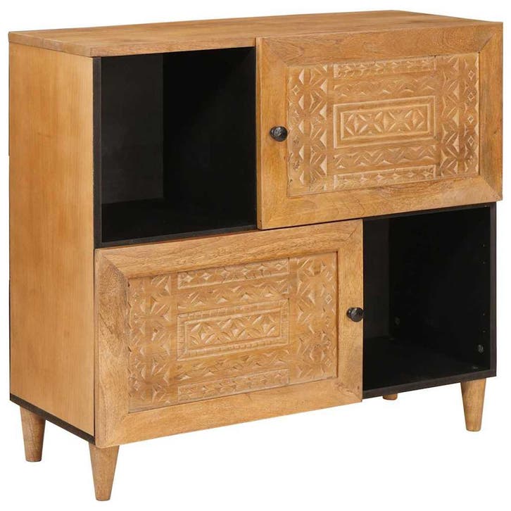 vidaXL Dressoir Lichtbruin Massief mango-hout en, Huis en Inrichting, Kasten | Dressoirs, Nieuw, Minder dan 50 cm, Overige houtsoorten