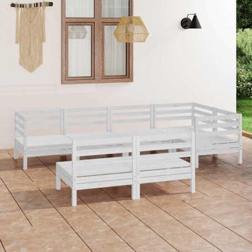 vidaXL 7-delige Loungeset massief grenenhout wit, Verzenden, Nieuw, Loungeset