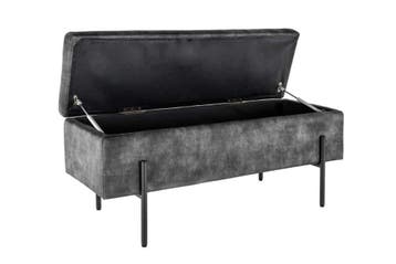 Moderne kistbank LOFT 100 cm grijze fluwelen bank met, Ophalen of Verzenden, Nieuw