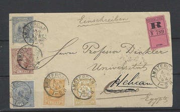 Nederland 1894 - Zeldzame Mengfrankering Cijfer/Wilhelmina, Postzegels en Munten, Gestempeld