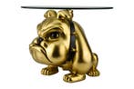 Salontafel BULLDOG 55 cm, glas, goudkleurig - 48022, Ophalen of Verzenden, Nieuw