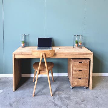 Modern Bureau | Massief Teakhout | Incl. Gratis Ladenkast |, Ophalen of Verzenden, Nieuw