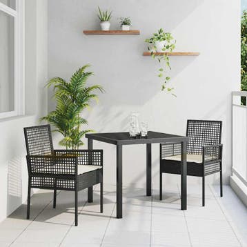vidaXL Tuinstoel 2 st Zwart poly rattan, Verzenden, Nieuw, Rotan