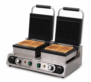 HCB Wafelijzer - Luikse wafels - 4st - 230V - RVS, Verzenden, Nieuw in verpakking
