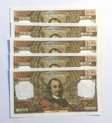 Frankrijk. - 4 x 100 Francs - 1968 - Pick 149c (Zonder, Postzegels en Munten, Bankbiljetten | Europa | Niet-Eurobiljetten