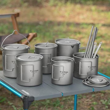 Tiartisan Titanium Mok met Opvouwbaar Handvat - Lichtgewicht, Verzenden, Nieuw