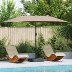 vidaXL Tuinparasol Taupe 385 x 209 x 244 cm Polyester en, Verzenden, Nieuw, 2 tot 3 meter