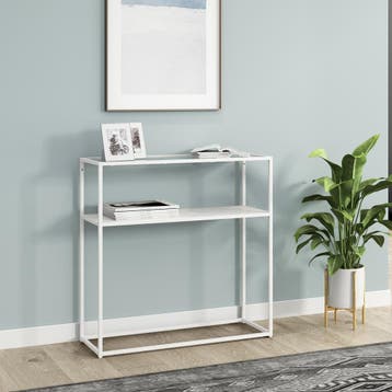 Console tafel Kuhmo sidetable glas 80x80x30 cm wit [en.casa], Huis en Inrichting, Verzenden, Nieuw