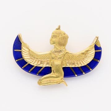 Hanger - 18 karaat Geel goud - Lapis lazuli, Sieraden, Tassen en Uiterlijk, Antieke sieraden