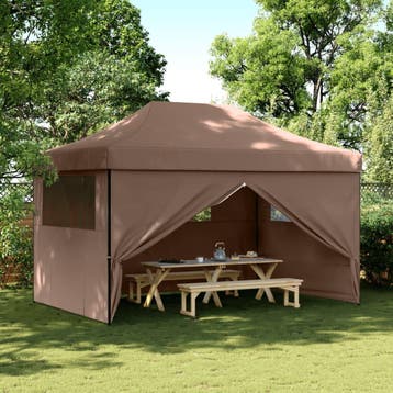 vidaXL Partytent inklapbaar pop-up met 4 zijwanden bruin, Verzenden, Nieuw, Partytent