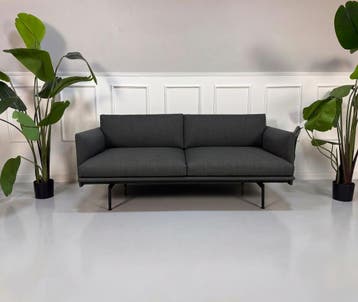 Muuto Model Outline Sofa 2-zits Stoffen Grijs, Tweepersoons, Ophalen of Verzenden, Zo goed als nieuw, Rechte bank