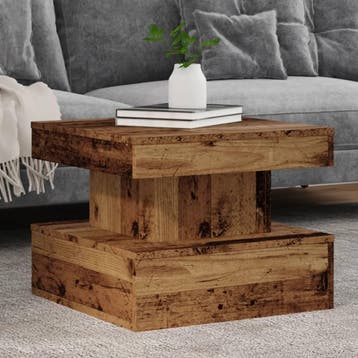 vidaXL Salontafel met LED-verlichting 50x50x40 cm oud, 50 tot 100 cm, Verzenden, Nieuw, 50 tot 100 cm